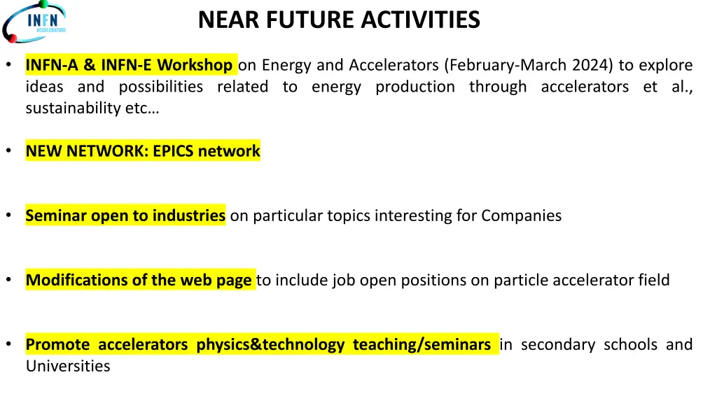 near future activities
