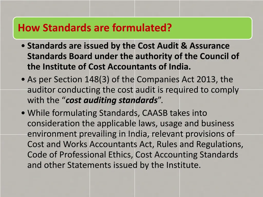 how standards are formulated