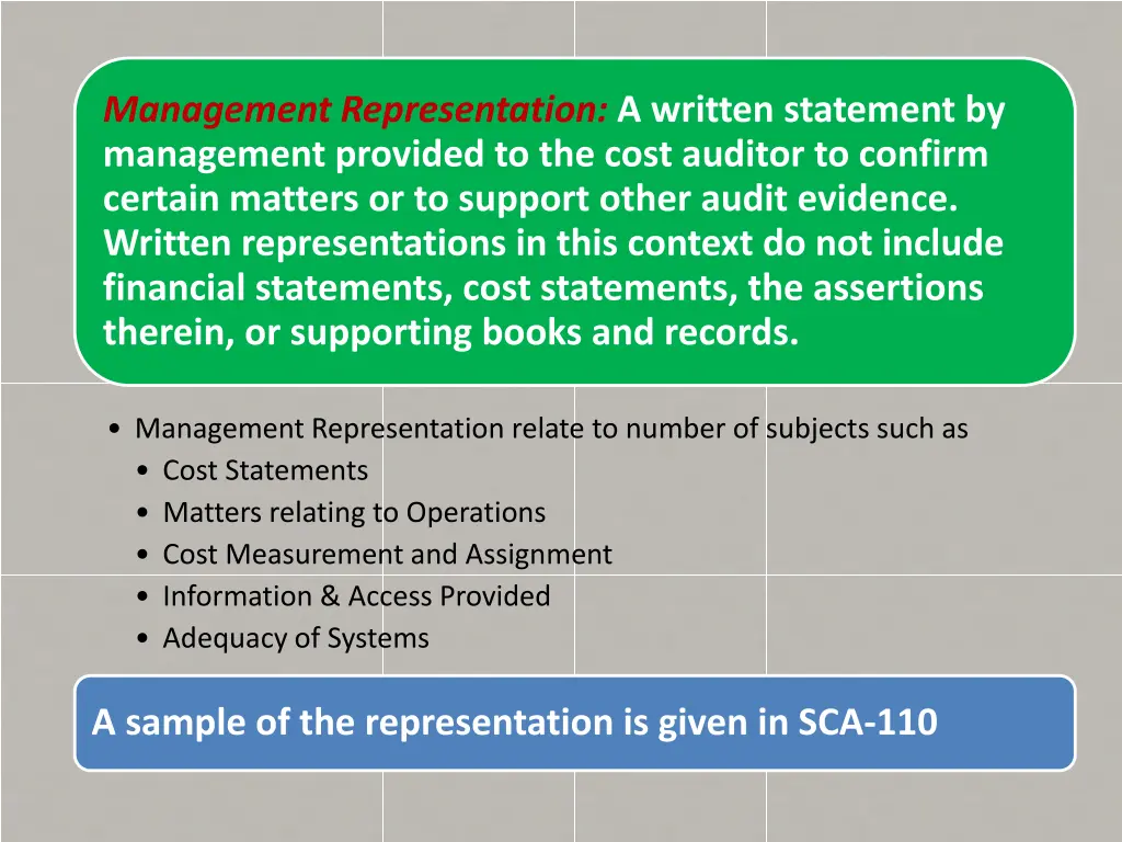 management representation a written statement