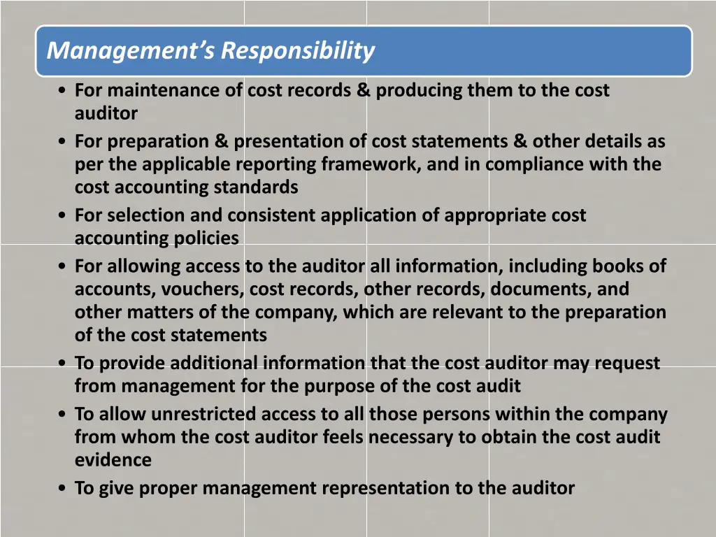 management s responsibility