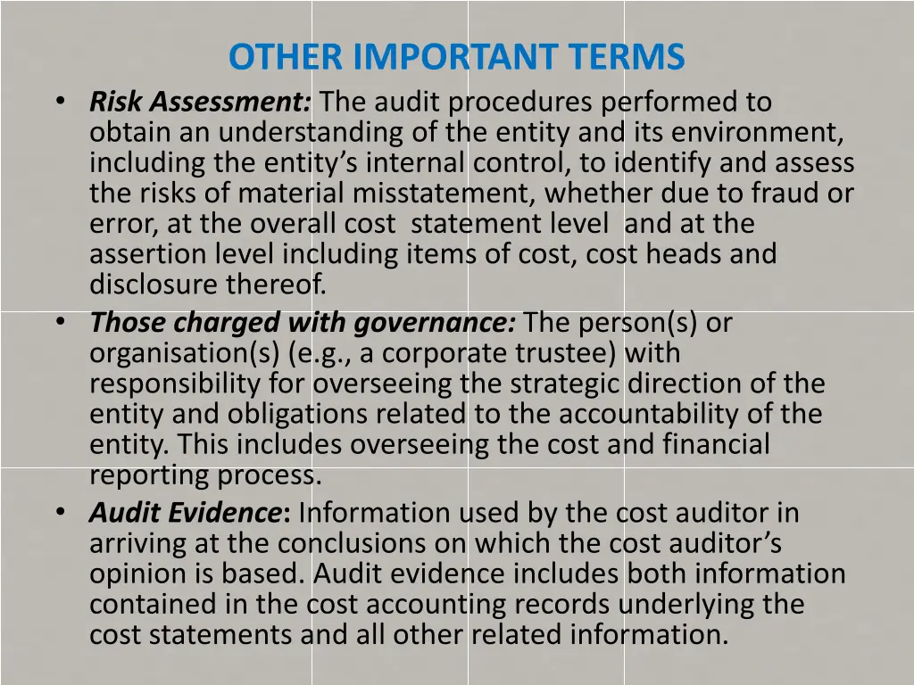 other important terms risk assessment the audit