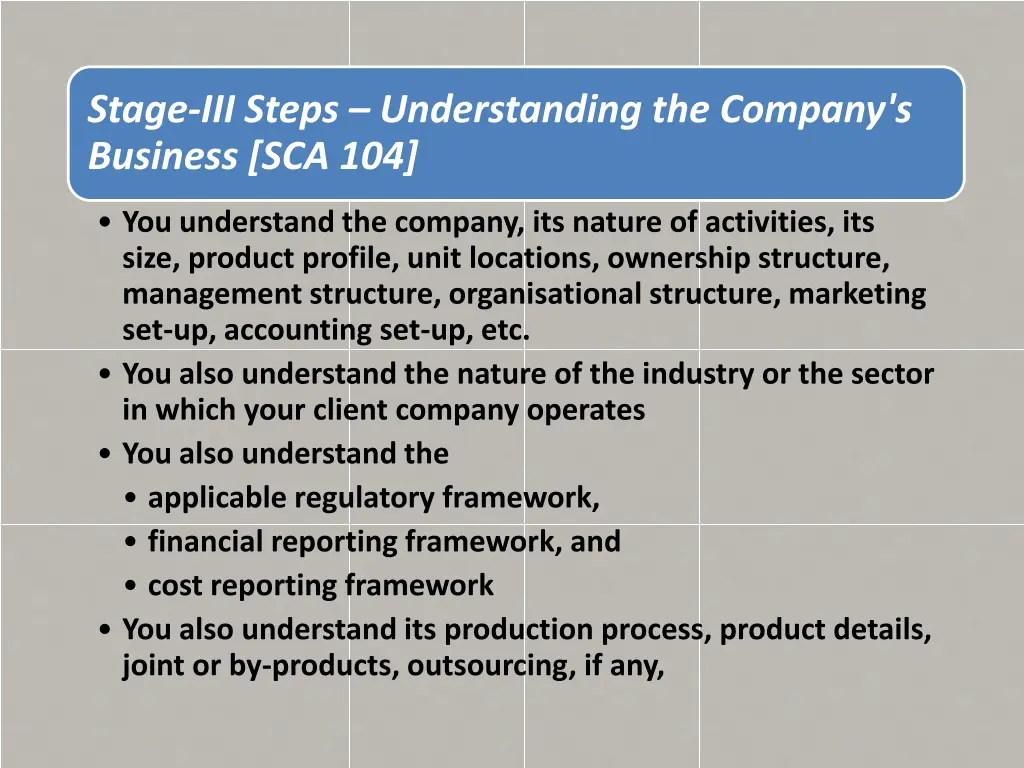 stage iii steps understanding the company
