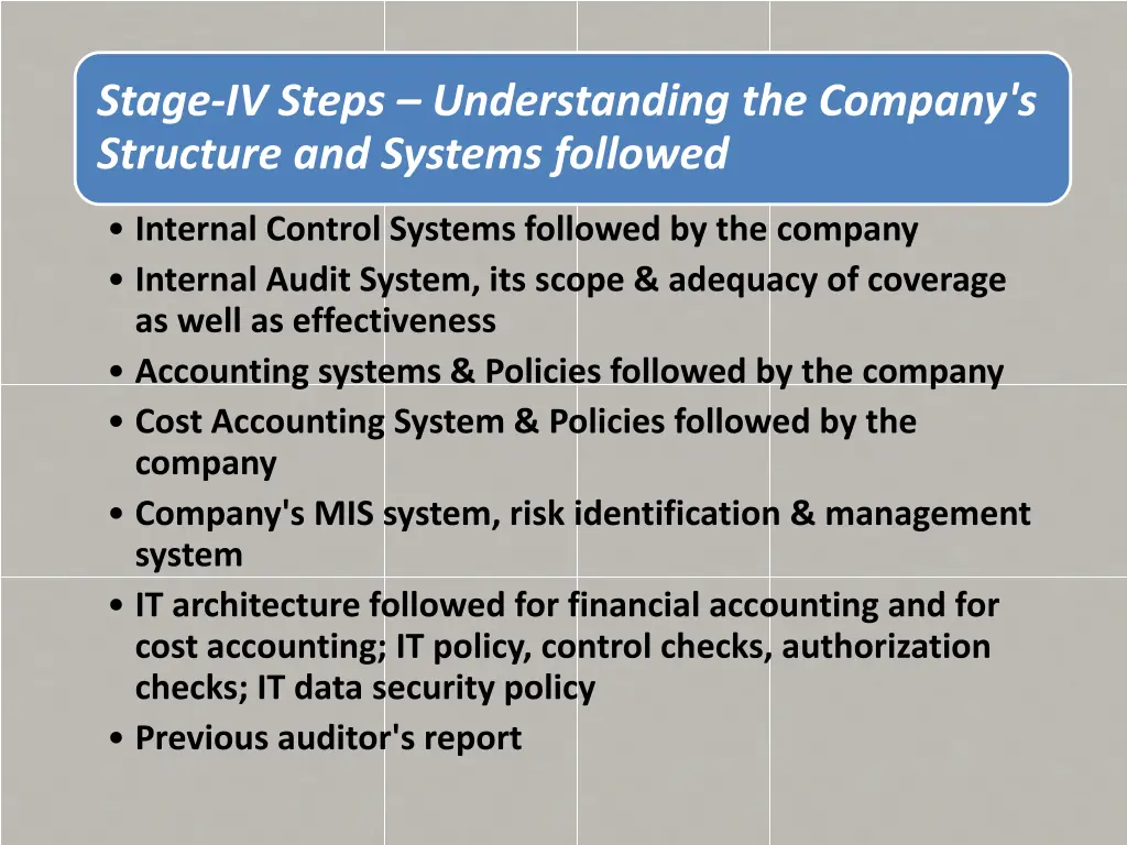 stage iv steps understanding the company 1