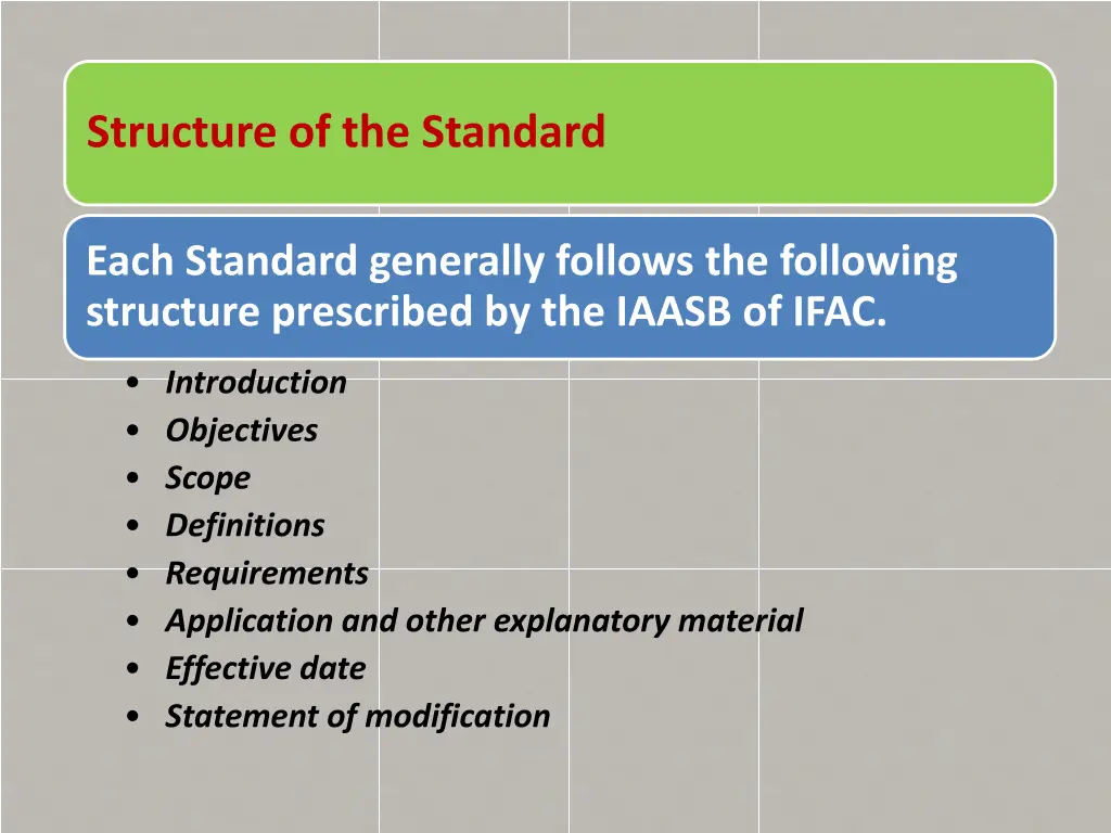 structure of the standard