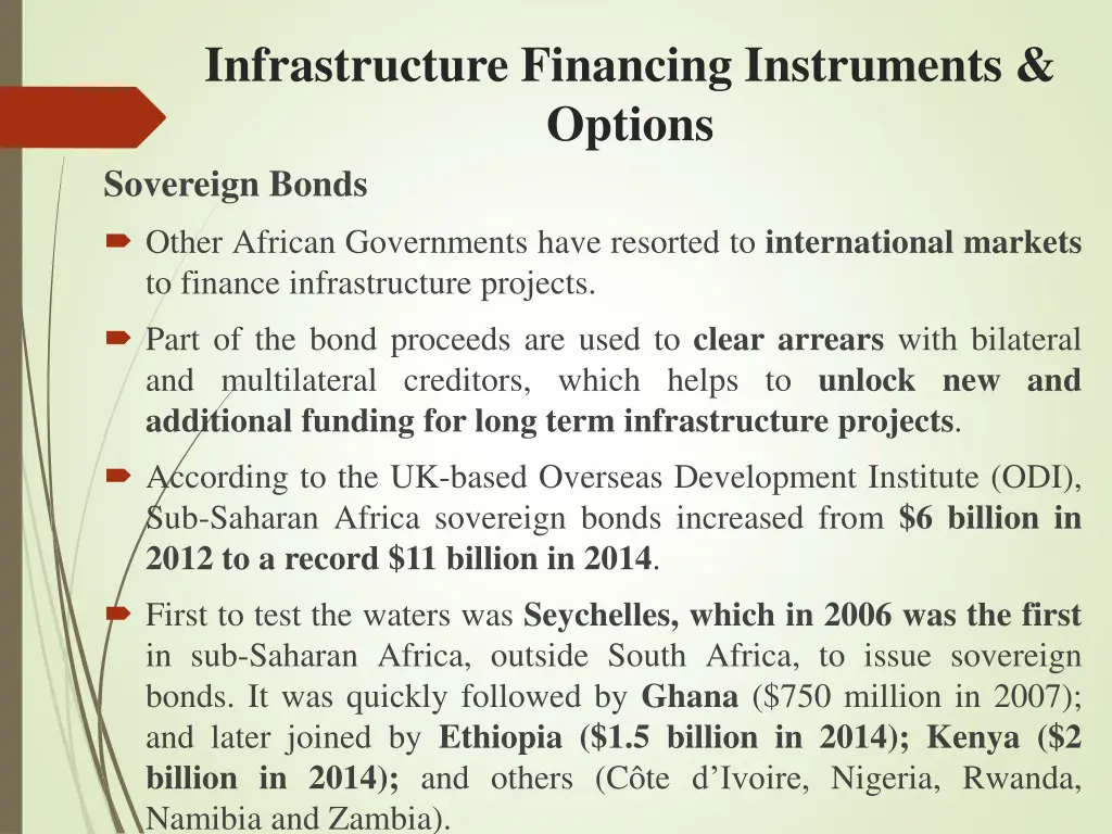 infrastructure financing instruments options 1