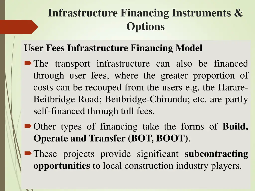 infrastructure financing instruments options 4
