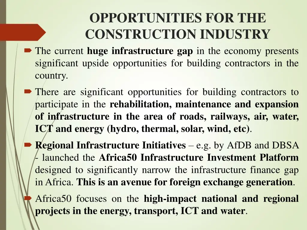 opportunities for the construction industry