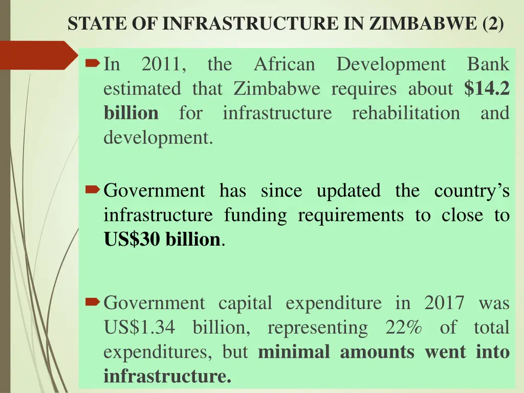 state of infrastructure in zimbabwe 2