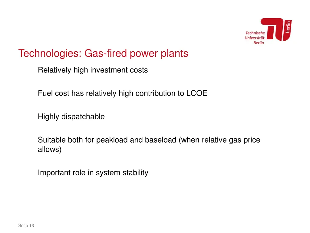 technologies gas fired power plants
