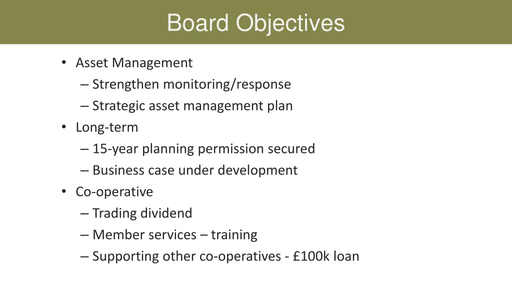 board objectives