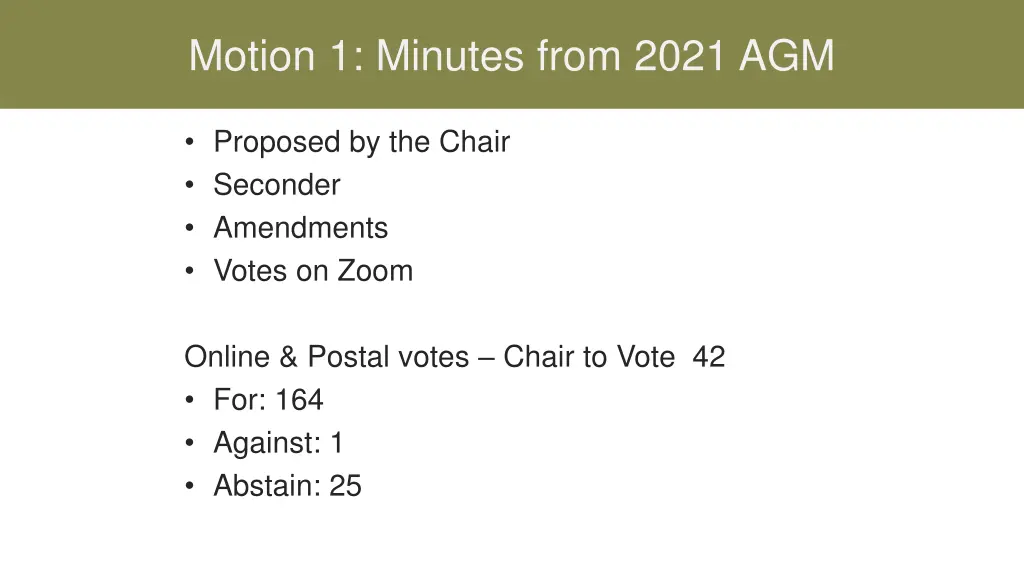 motion 1 minutes from 2021 agm
