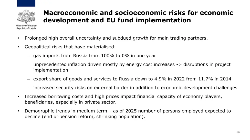 macroeconomic and socioeconomic risks