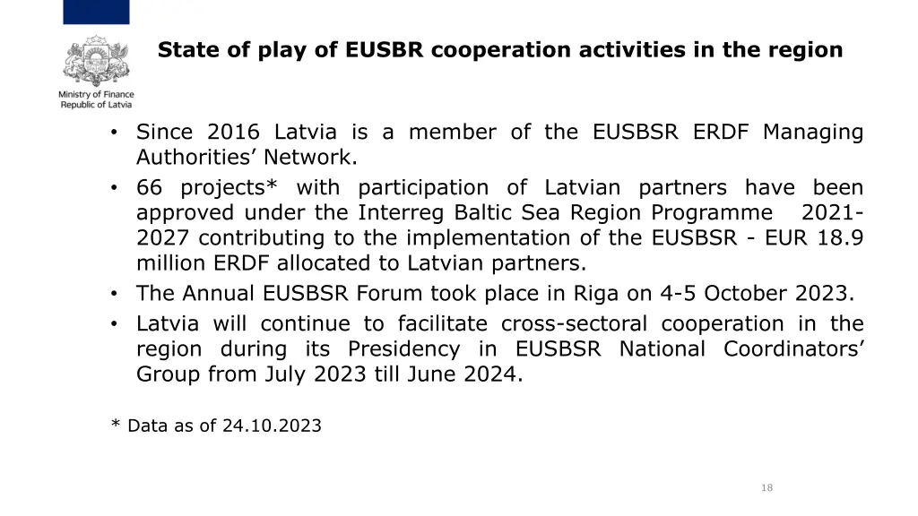 state of play of eusbr cooperation activities