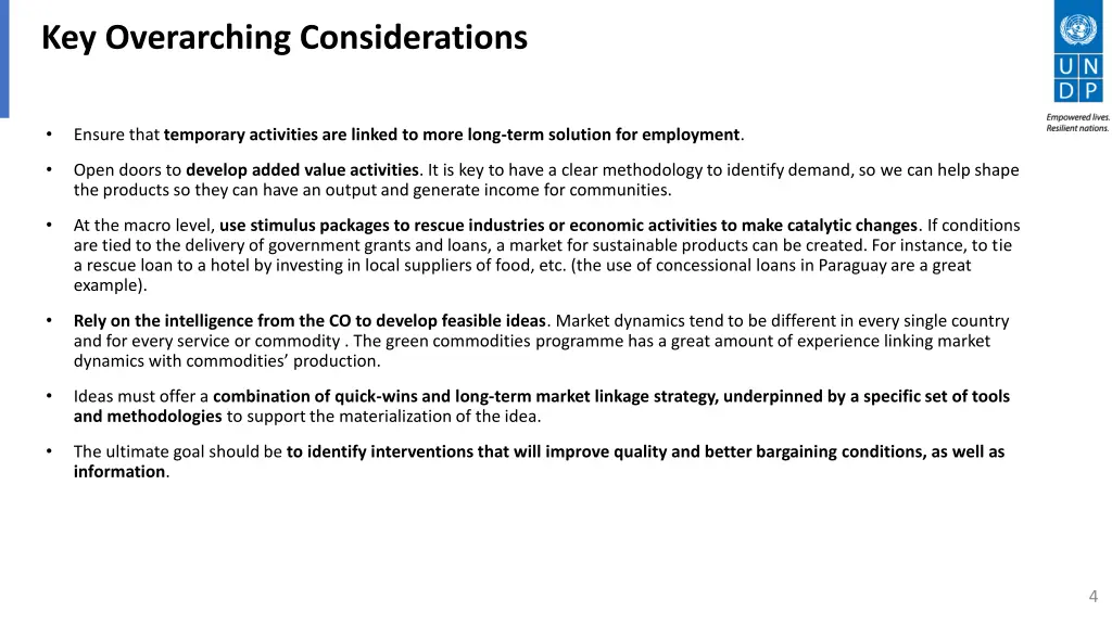 key overarching considerations