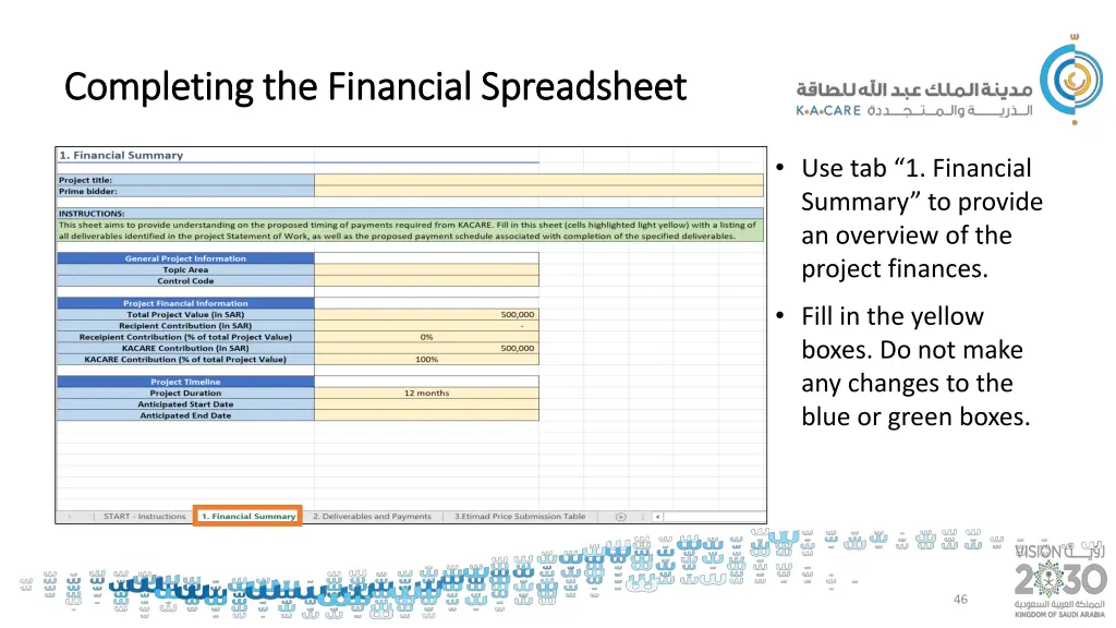 completing the financial spreadsheet completing 1