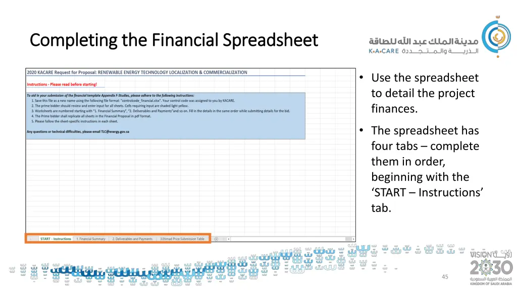 completing the financial spreadsheet completing