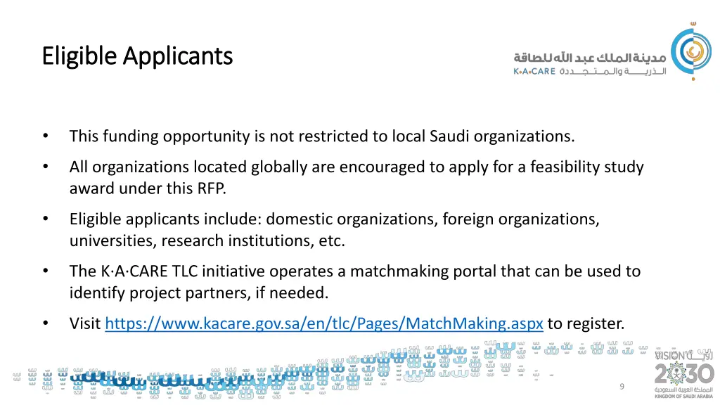 eligible applicants eligible applicants