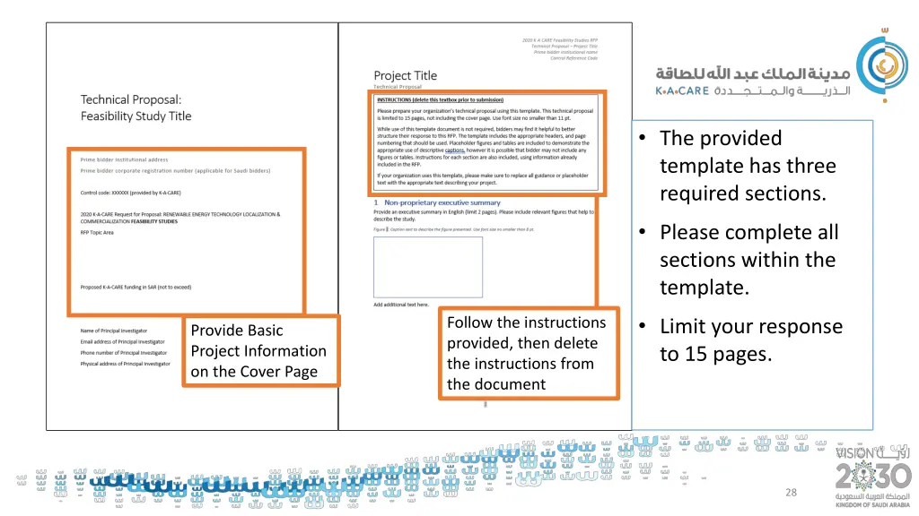 the provided template has three required sections