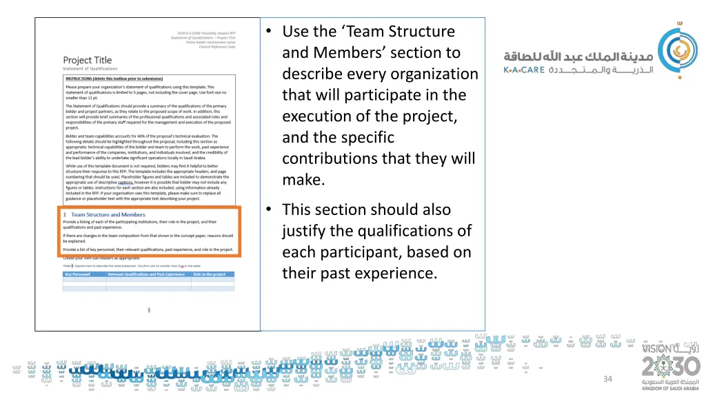 use the team structure and members section 1
