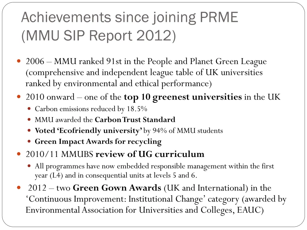 achievements since joining prme mmu sip report