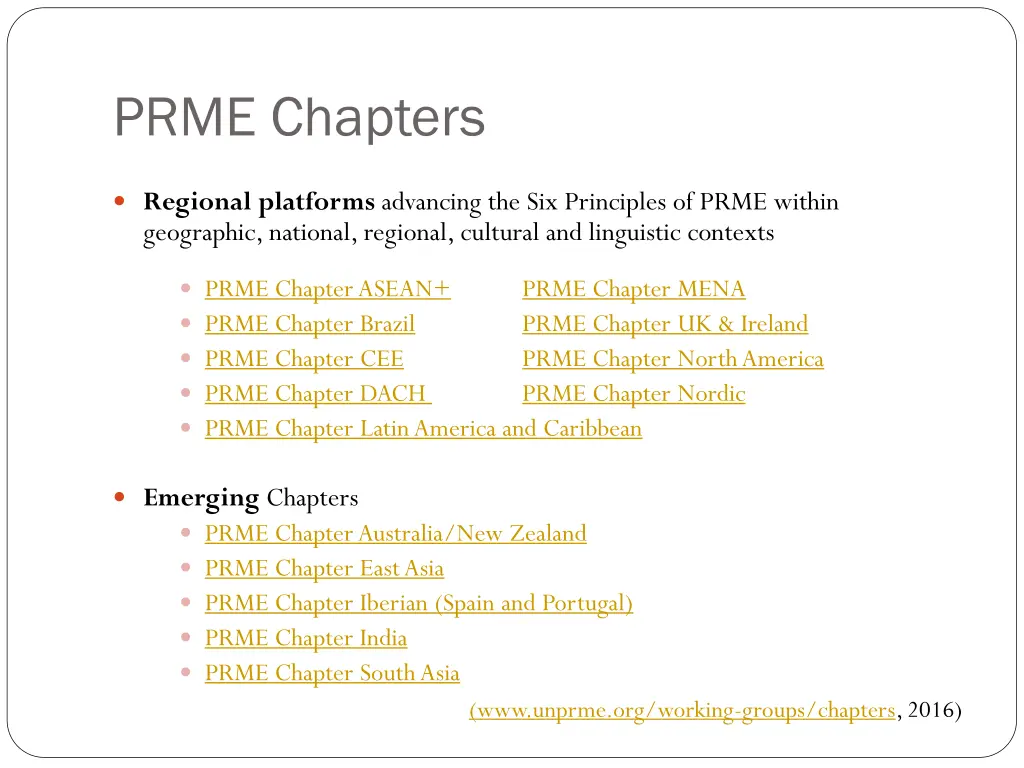 prme chapters