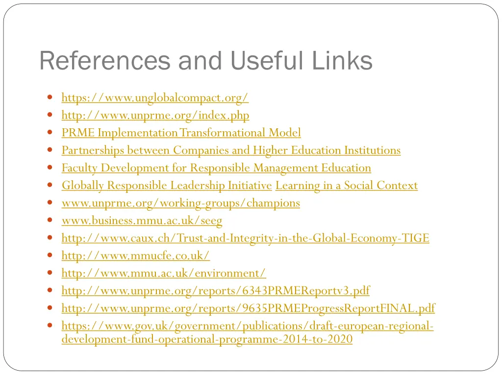 references and useful links