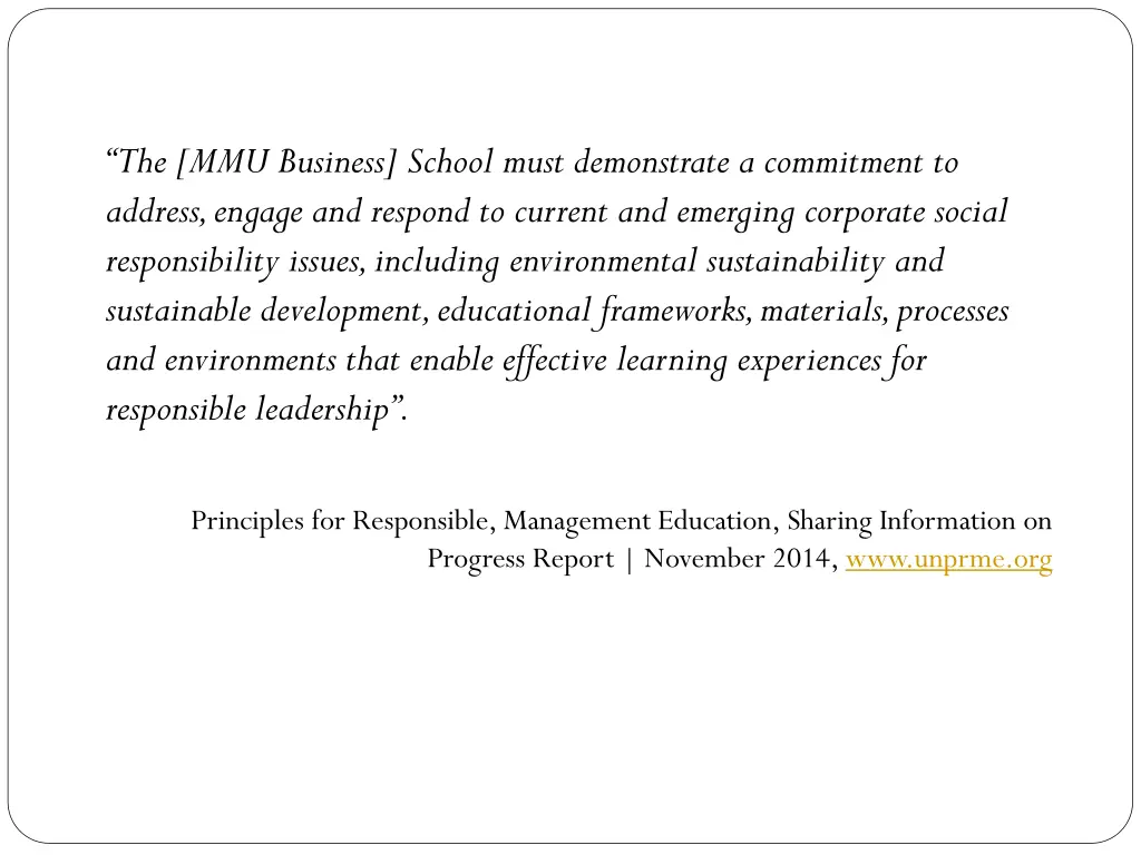 the mmu business school must demonstrate