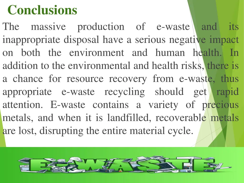conclusions the massive inappropriate disposal