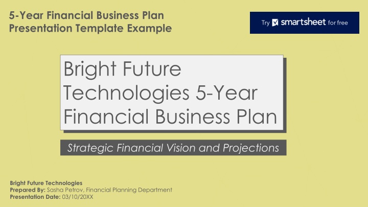 5 year financial business plan presentation