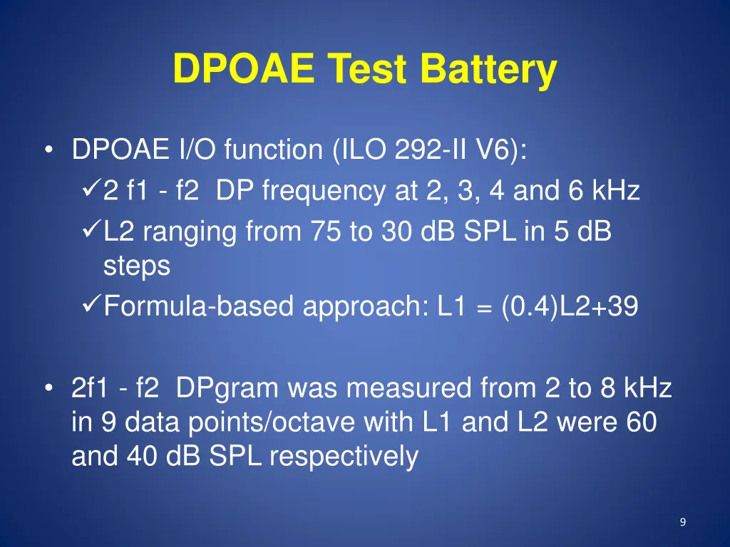 dpoae test battery