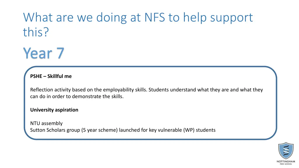 what are we doing at nfs to help support this 1