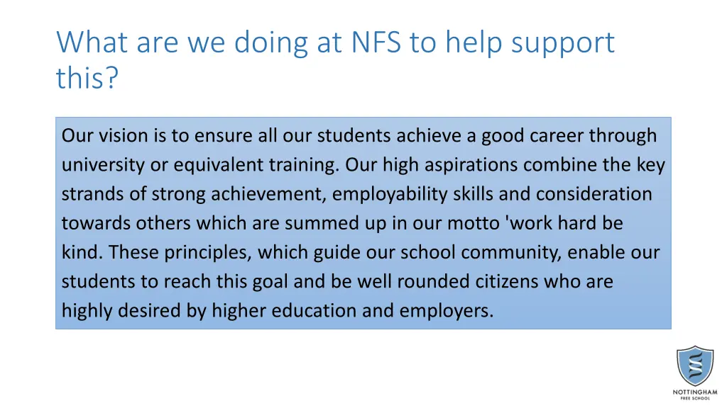 what are we doing at nfs to help support this