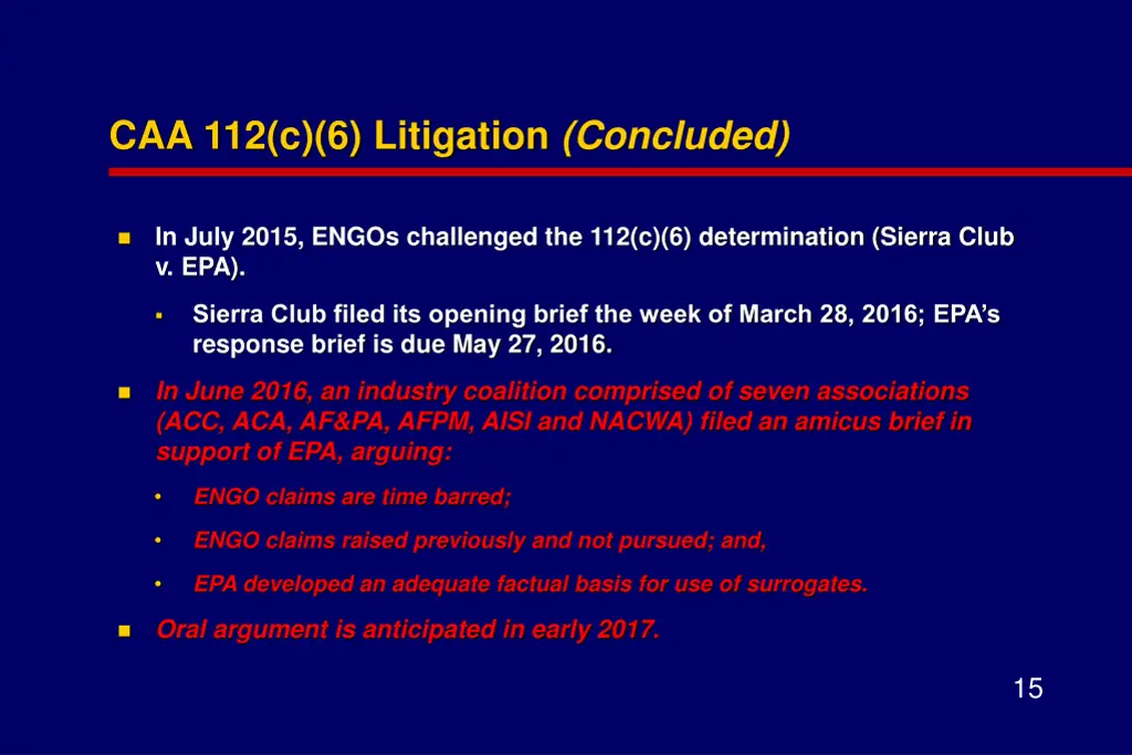 caa 112 c 6 litigation concluded