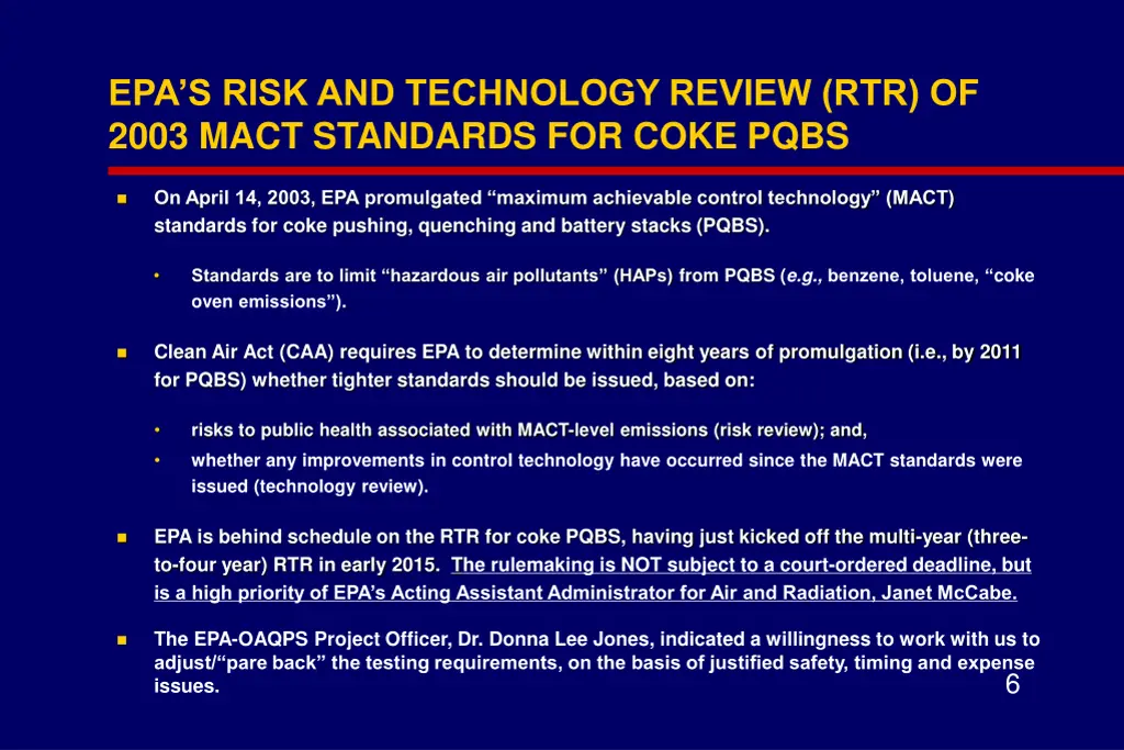 epa s risk and technology review rtr of 2003 mact