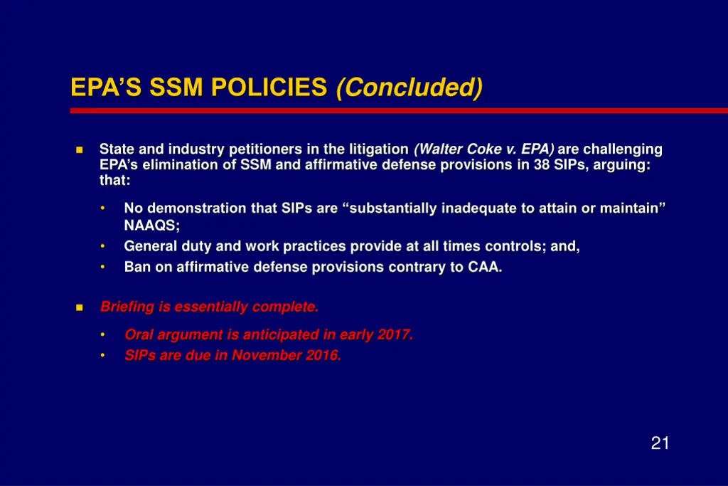 epa s ssm policies concluded