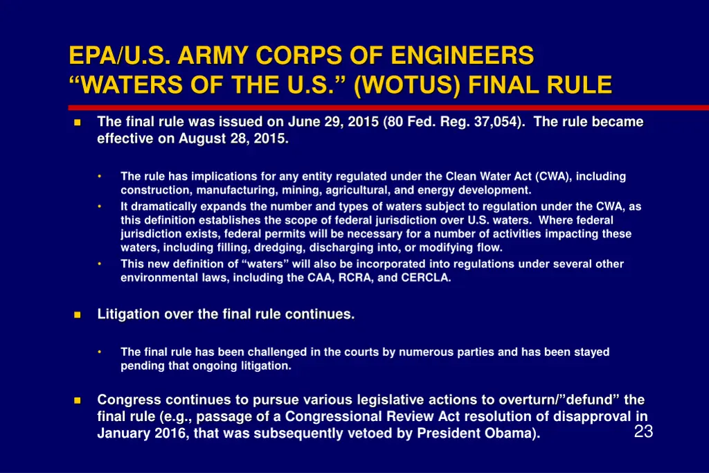 epa u s army corps of engineers waters