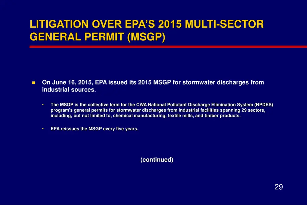 litigation over epa s 2015 multi sector general