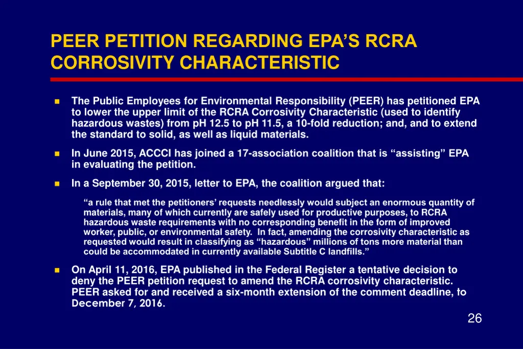 peer petition regarding epa s rcra corrosivity