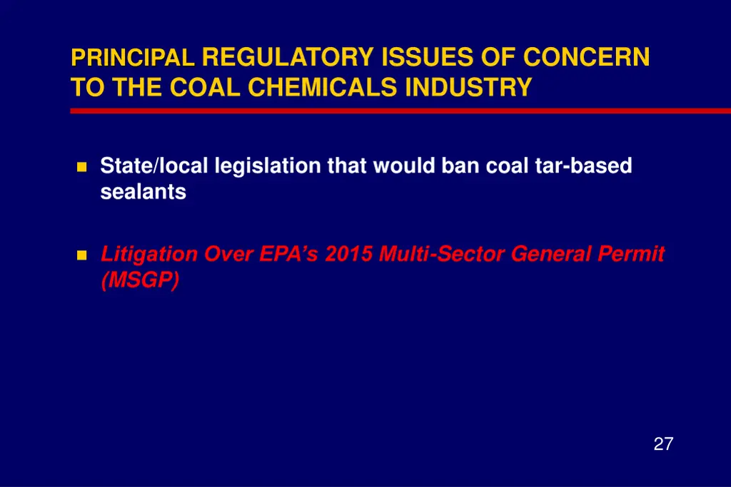 principal regulatory issues of concern
