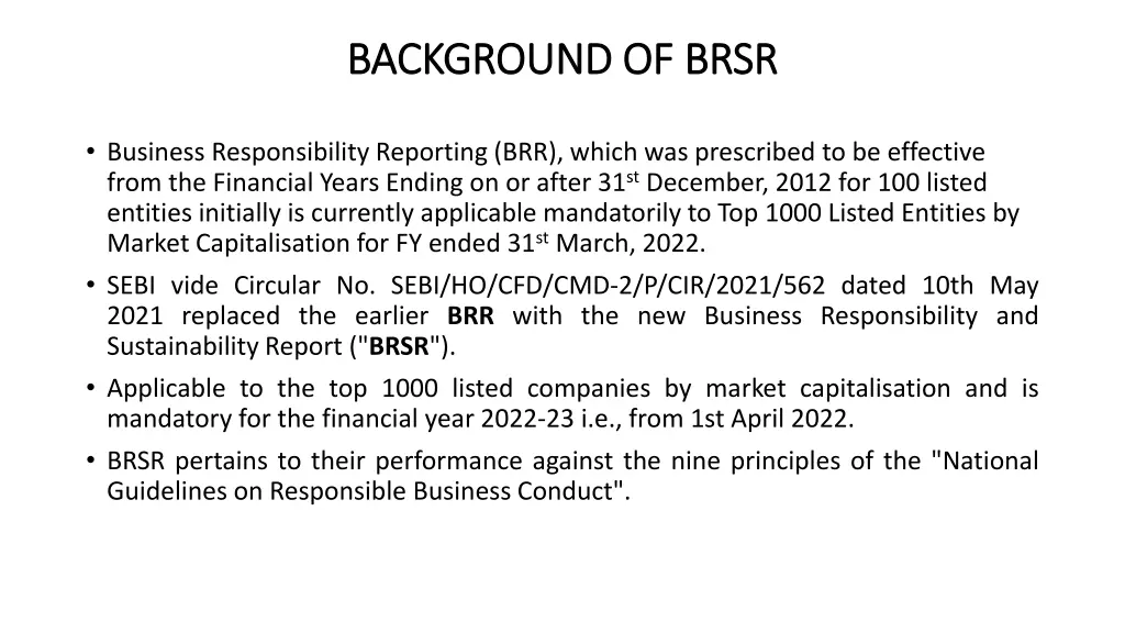 background of brsr background of brsr