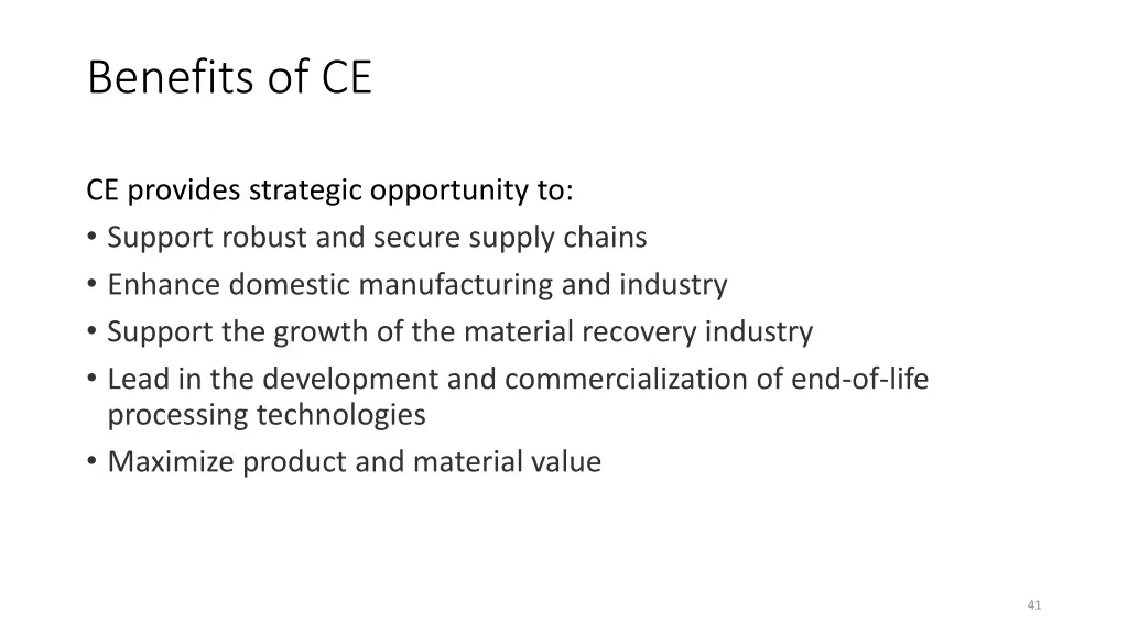 benefits of ce