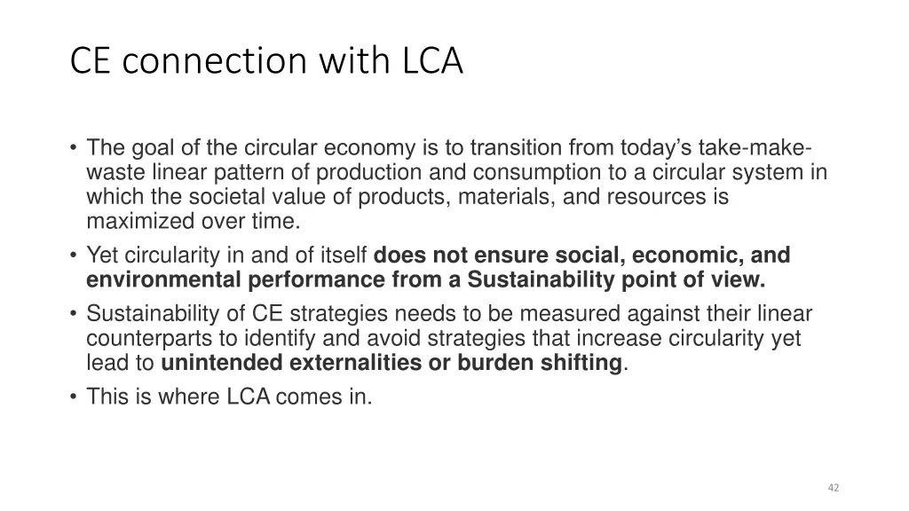 ce connection with lca