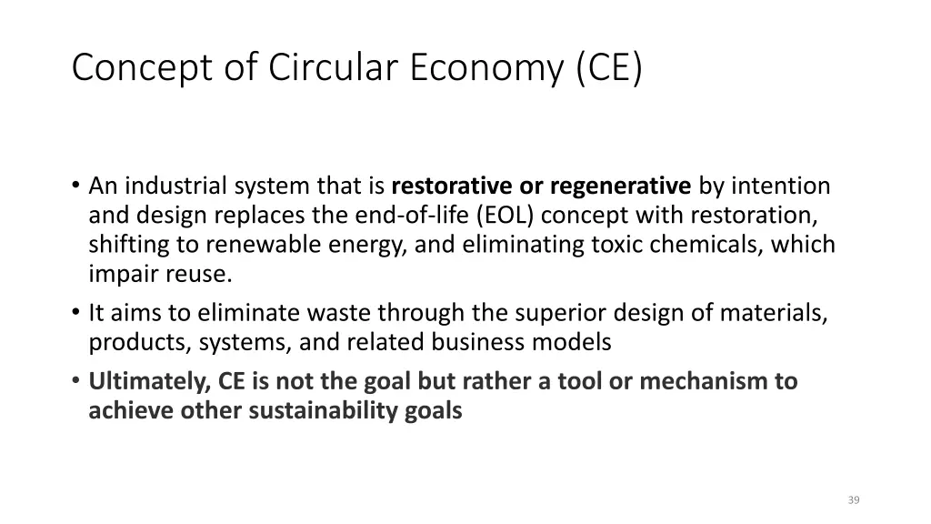 concept of circular economy ce