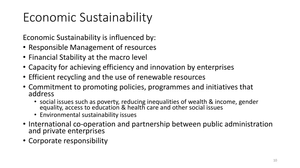 economic sustainability