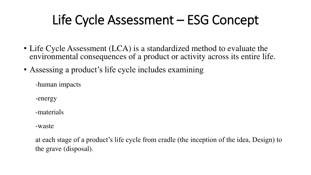 life cycle assessment life cycle assessment 1