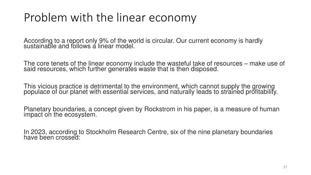 problem with the linear economy