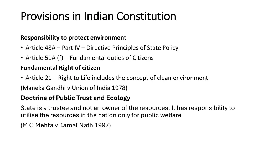 provisions in indian constitution provisions