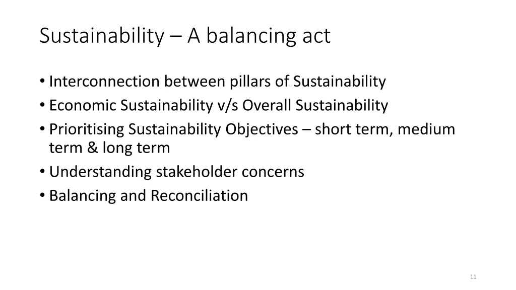 sustainability a balancing act