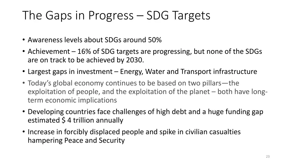 the gaps in progress sdg targets