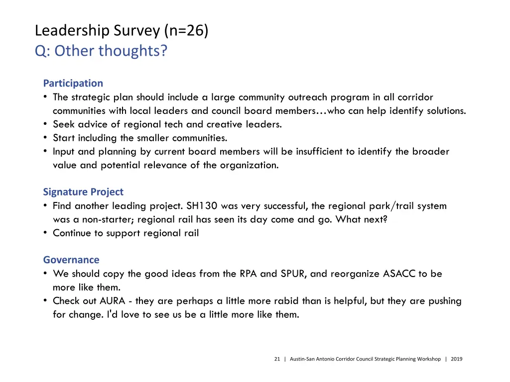 leadership survey n 26 q other thoughts